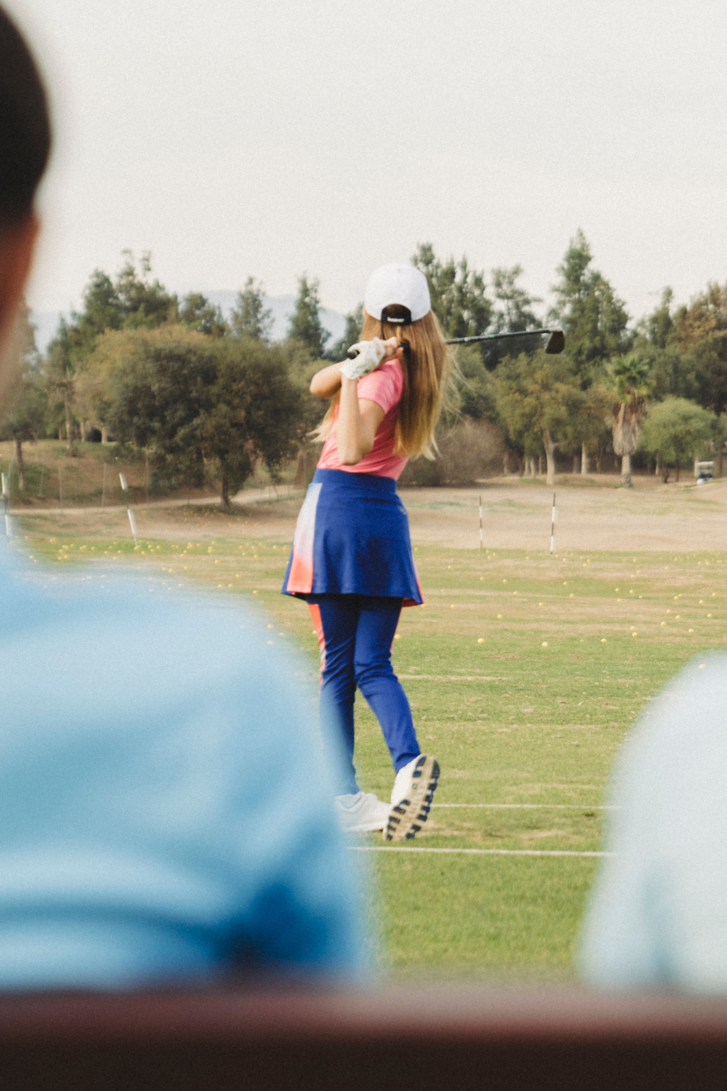 Blue golf pant skirt with gradient detail for girls