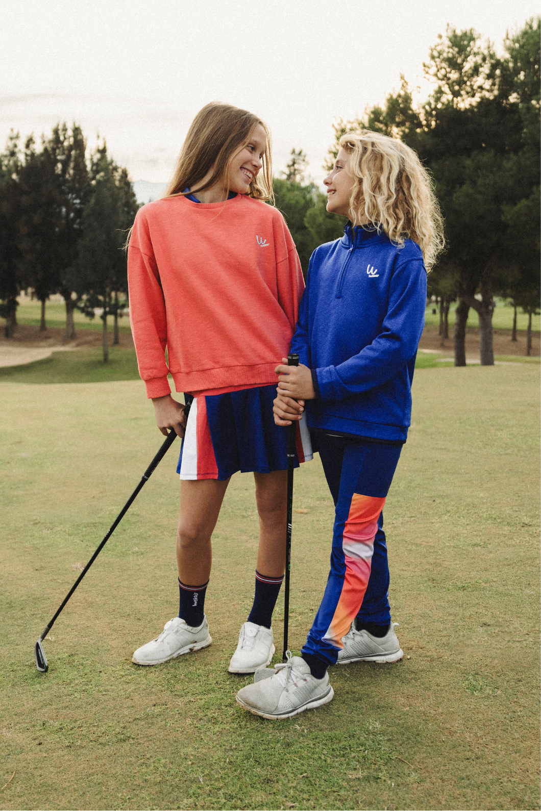 Navy blue golf base layer leggings with gradient detail for girls