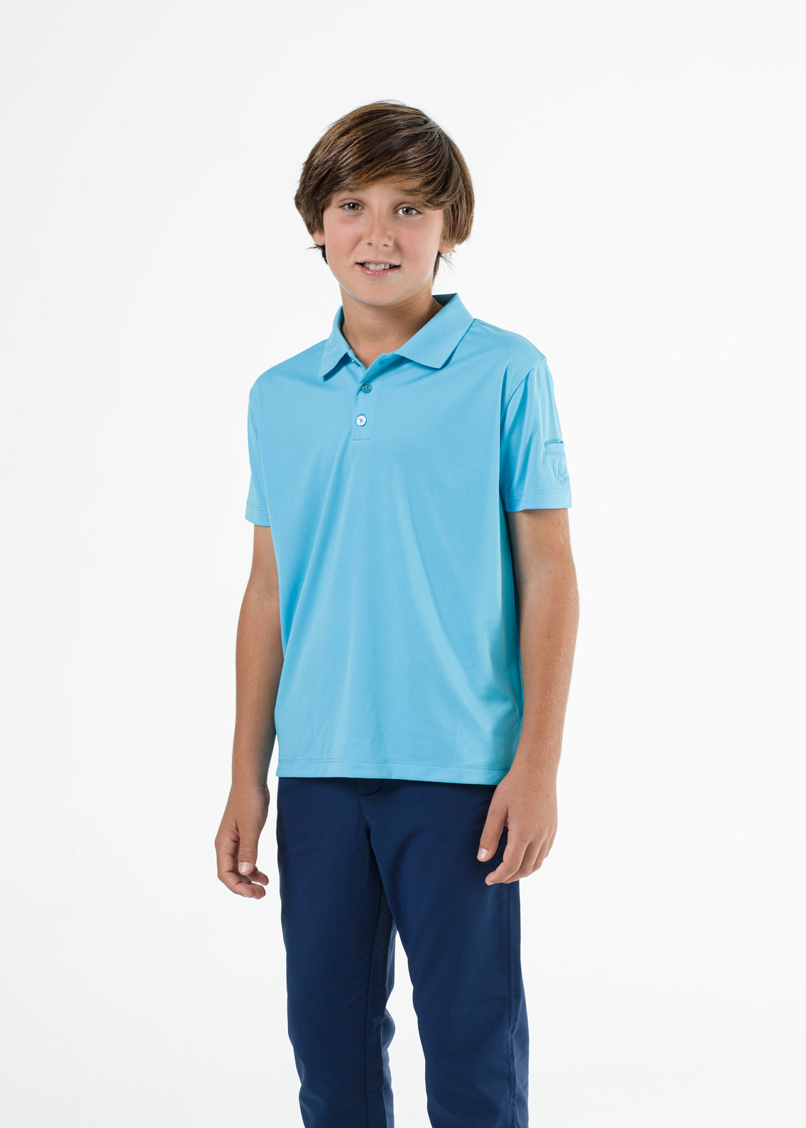 Polo de golf básico azul para niño