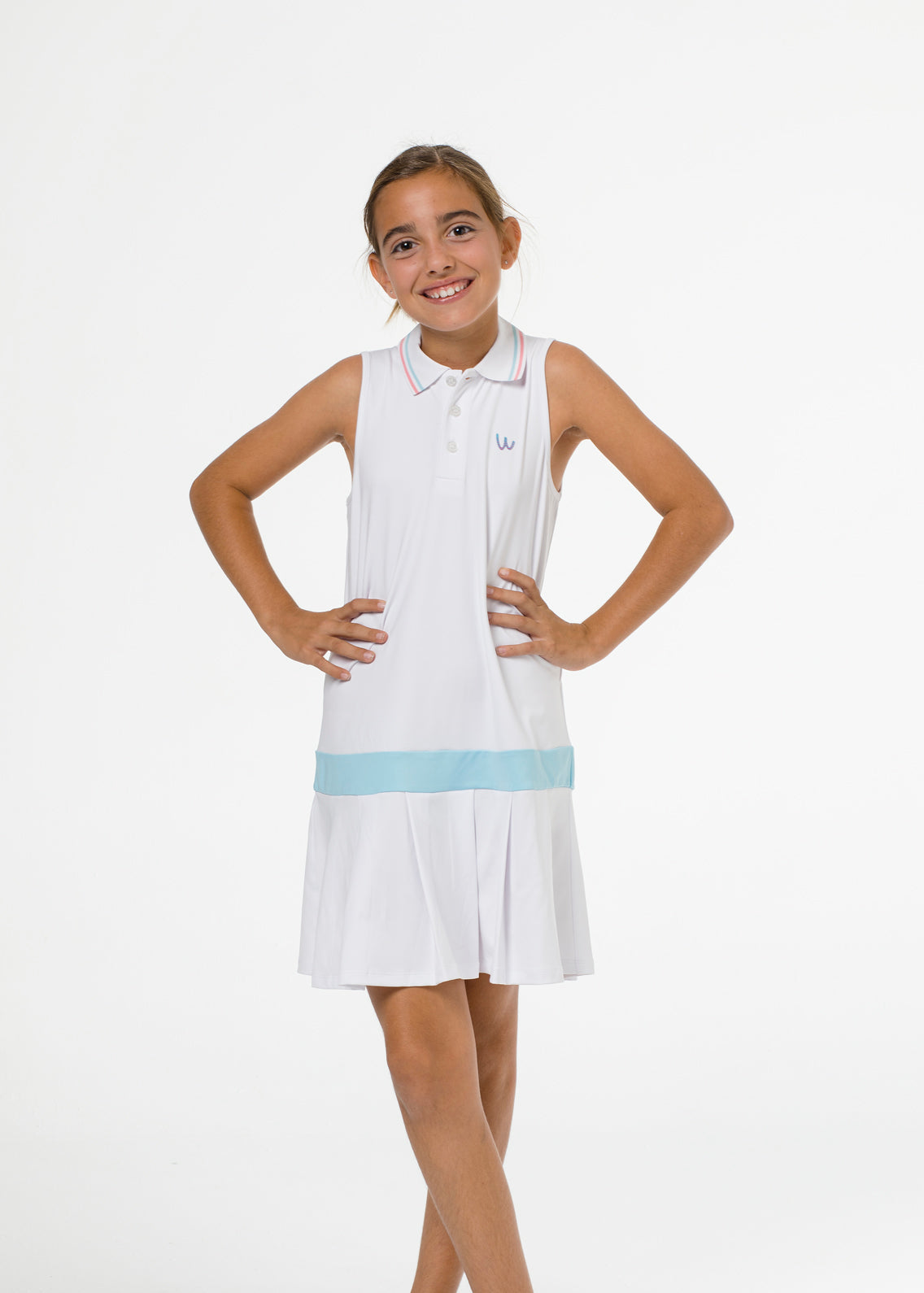 White sleeveless golf dress for girls