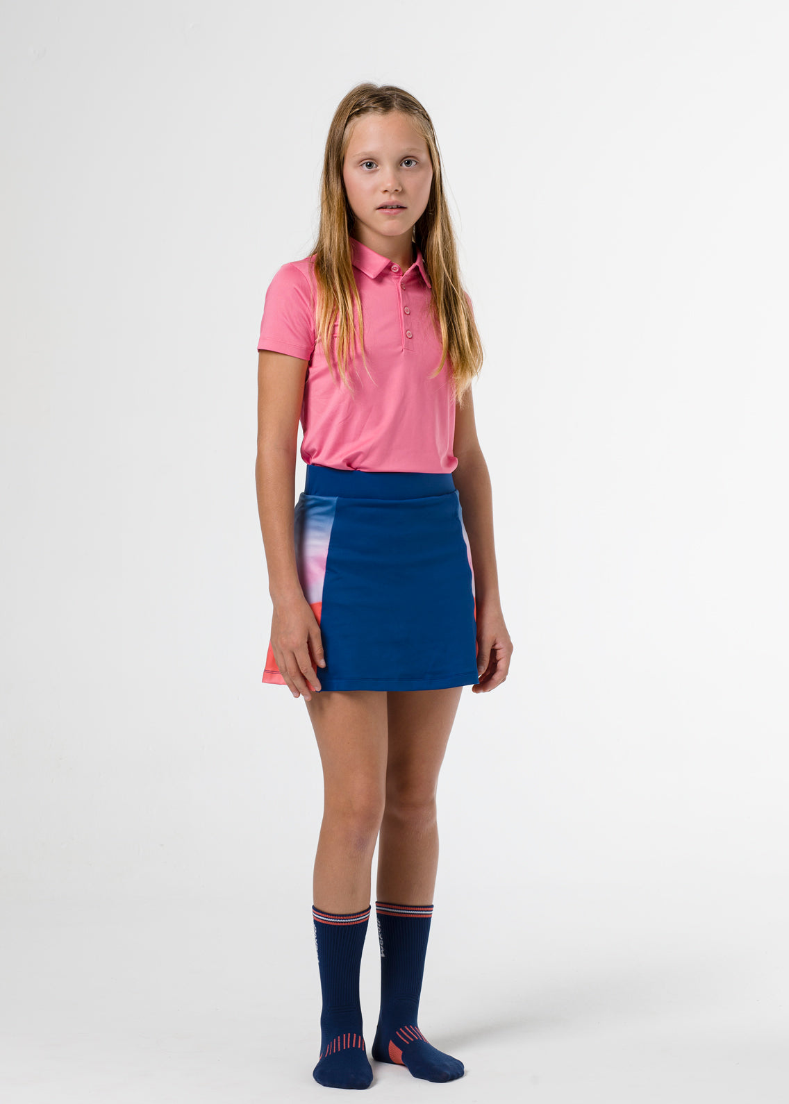 Blue golf pant skirt with gradient detail for girls