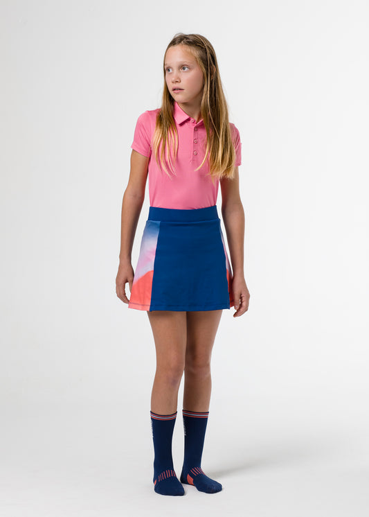 Blue golf pant skirt with gradient detail for girls