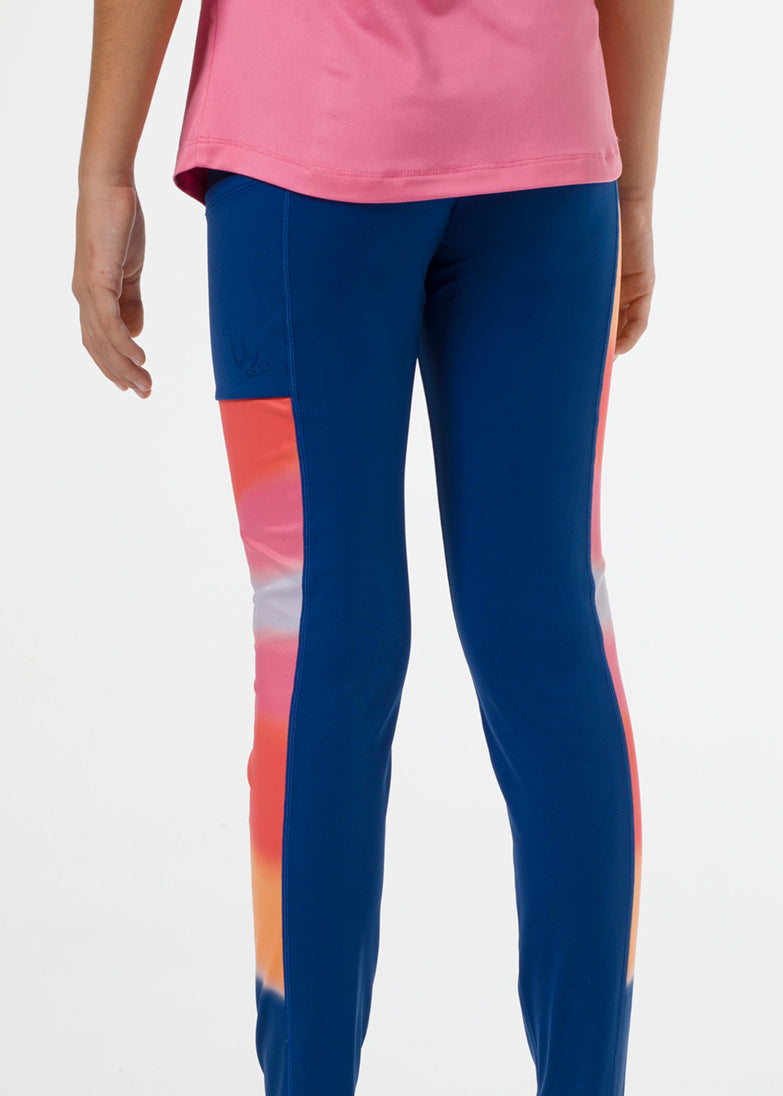 Navy blue golf base layer leggings with gradient detail for girls