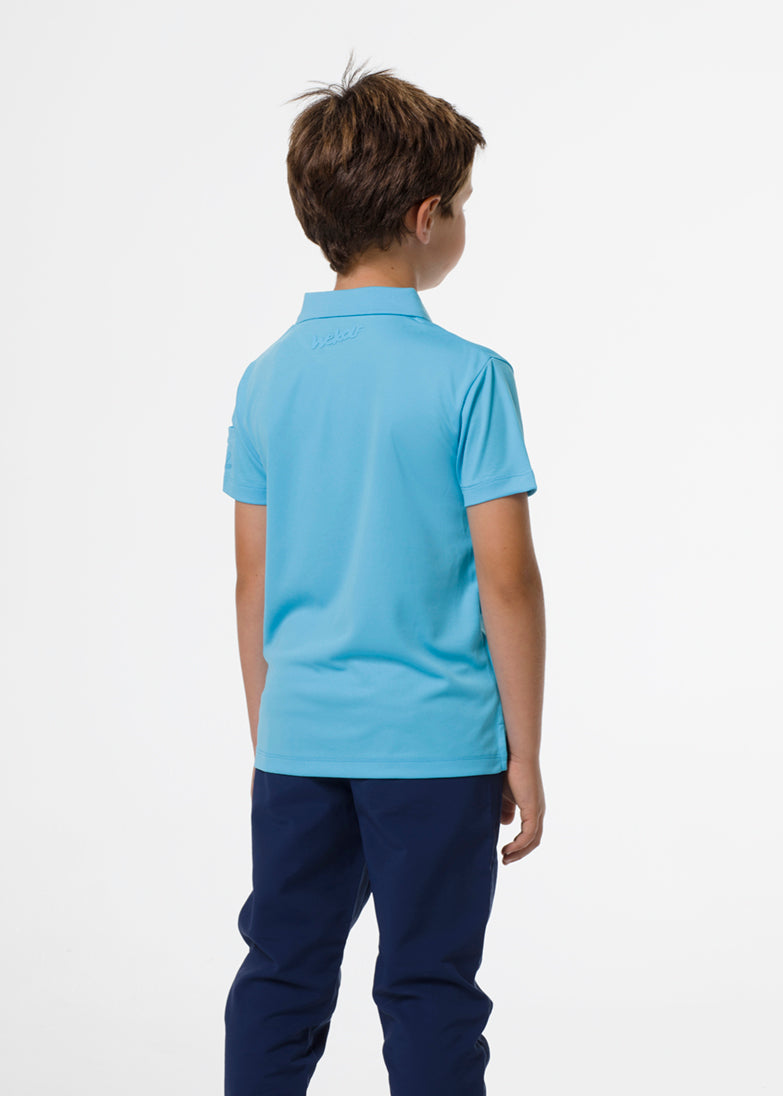 Polo de golf básico azul para niño