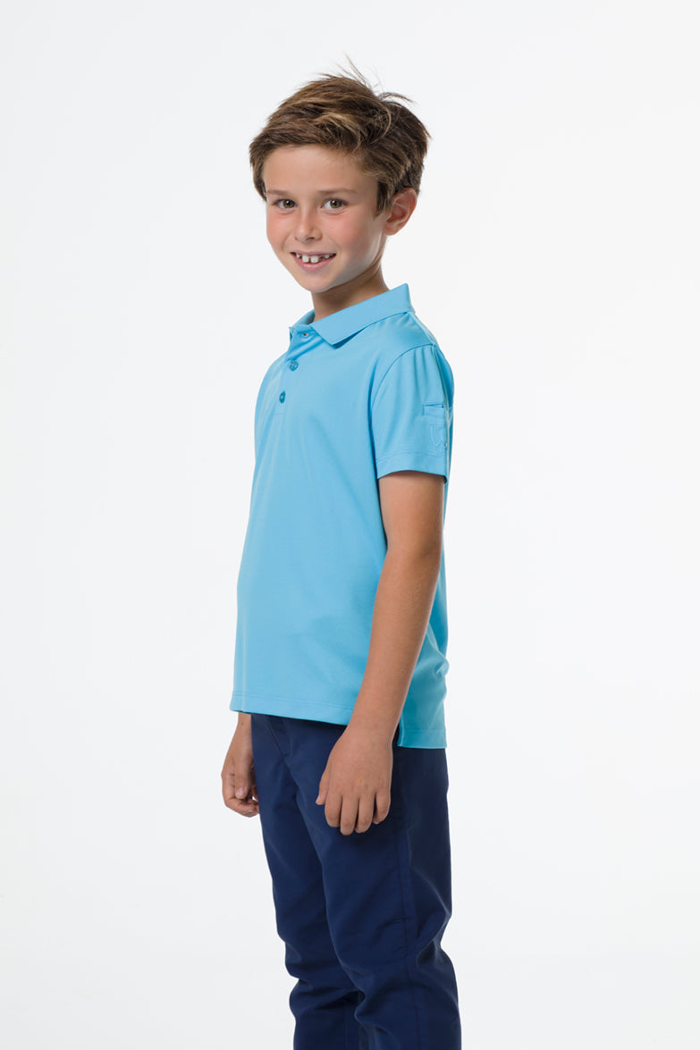 Polo de golf básico azul para niño