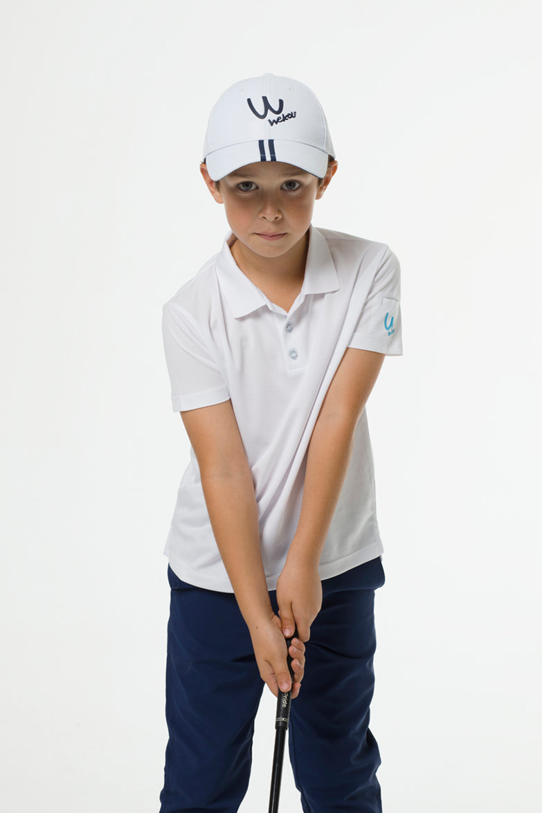 White golf cap with blue detail for boys