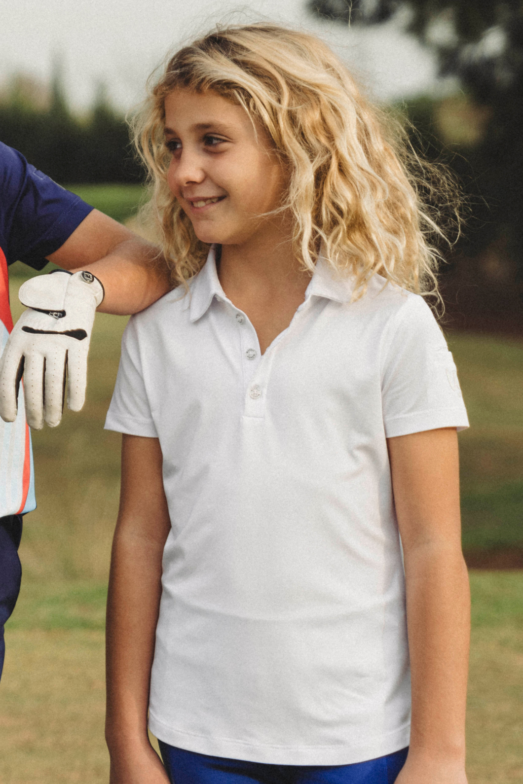White golf polo shirt for girls