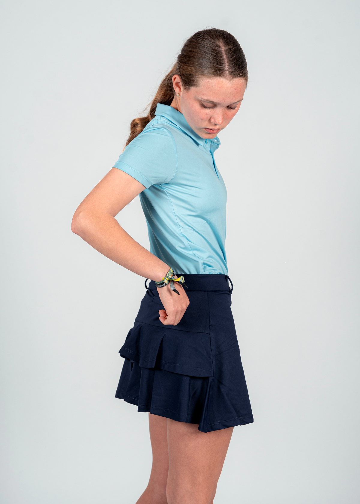 Polo de golf bleu clair pour fille
