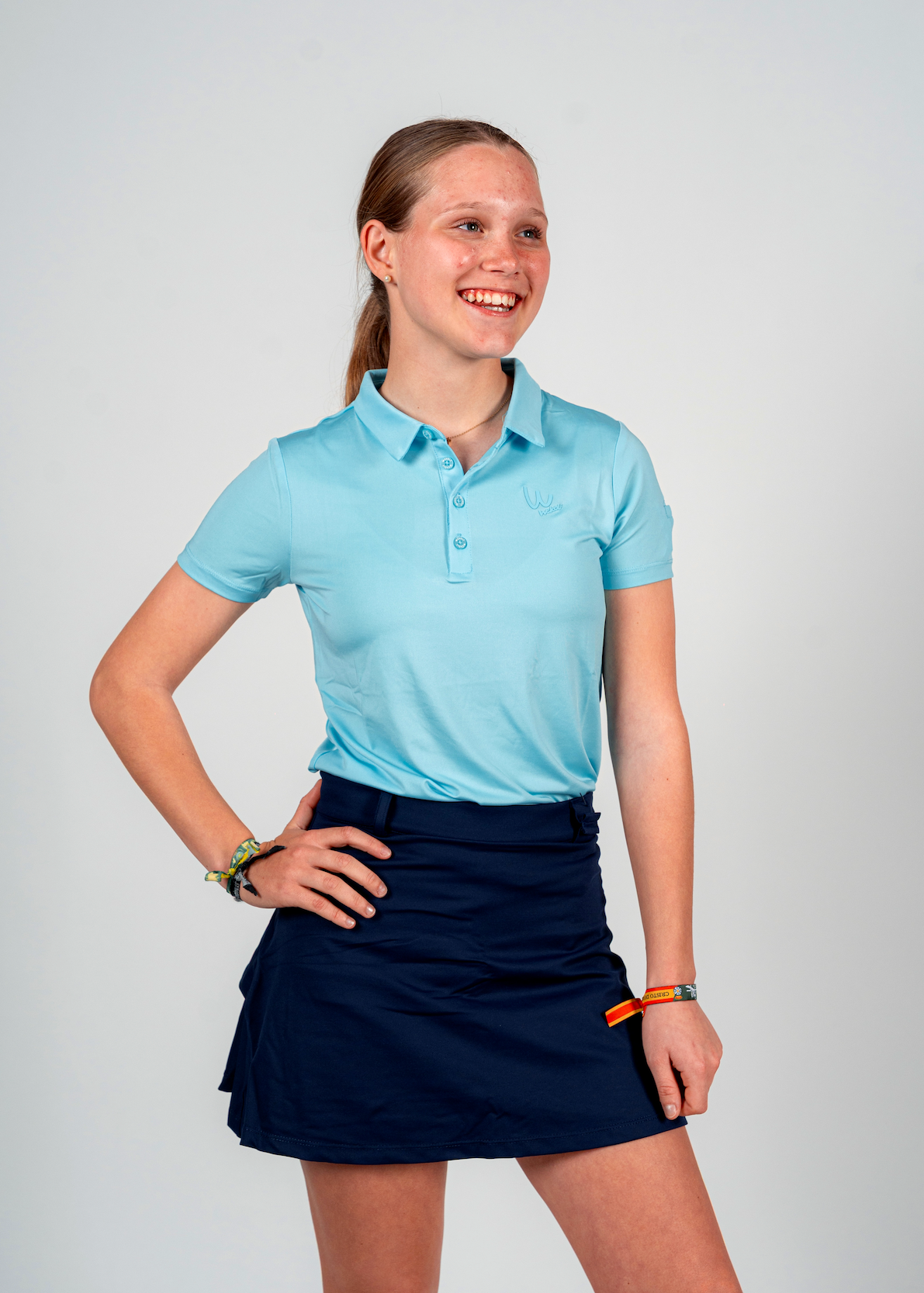 Light blue golf polo shirt for girls