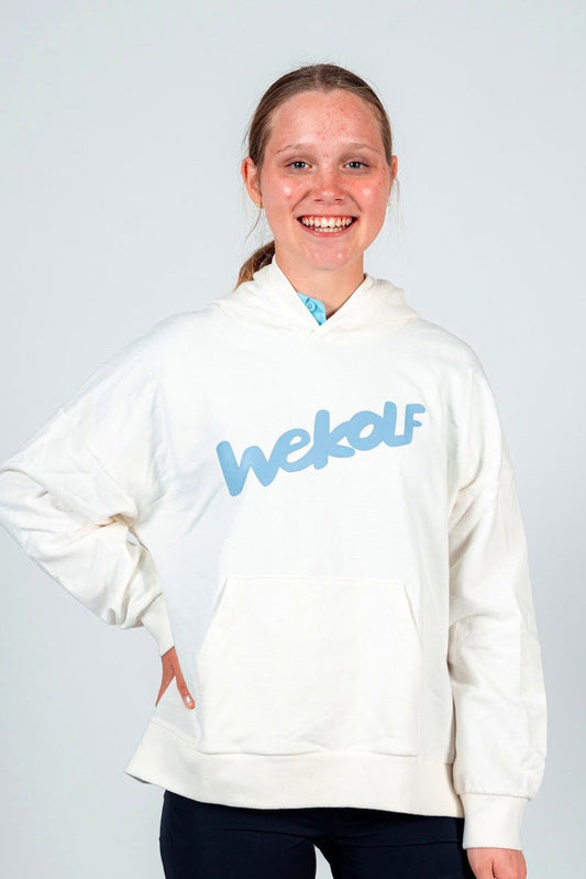 Sudadera de golf blanca con capucha para niños