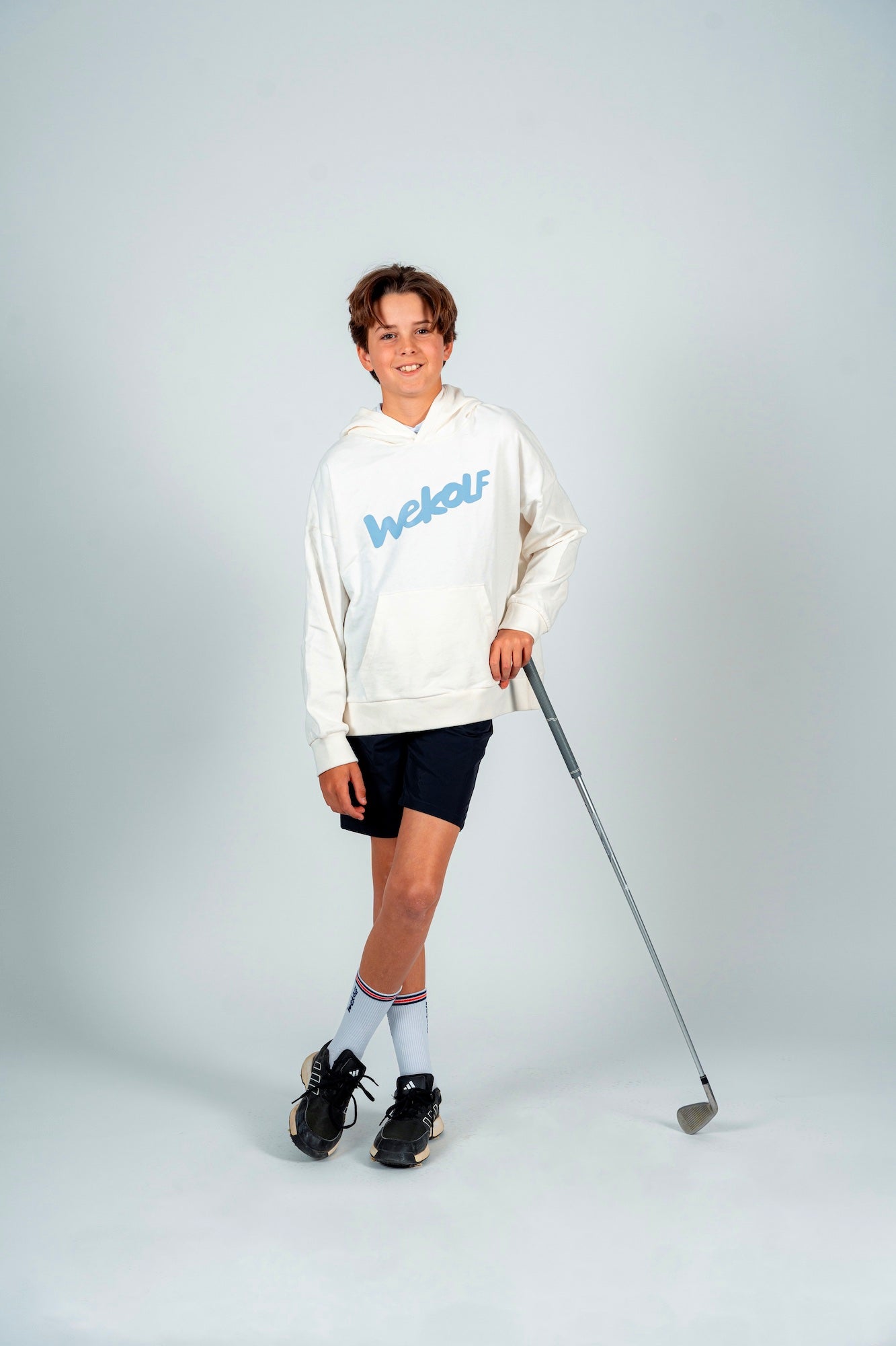 Sudadera de golf blanca con capucha para niños