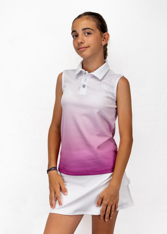 Polo de golf sans manches rose dégradé pour fille