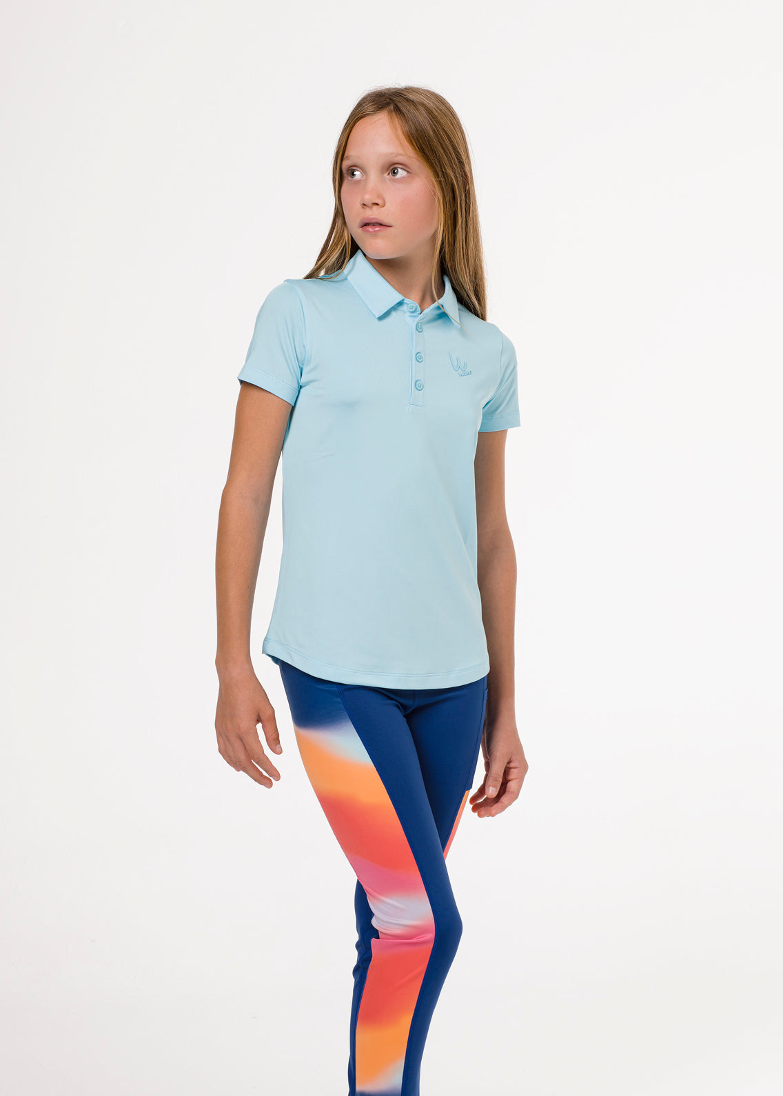 Navy blue golf base layer leggings with gradient detail for girls