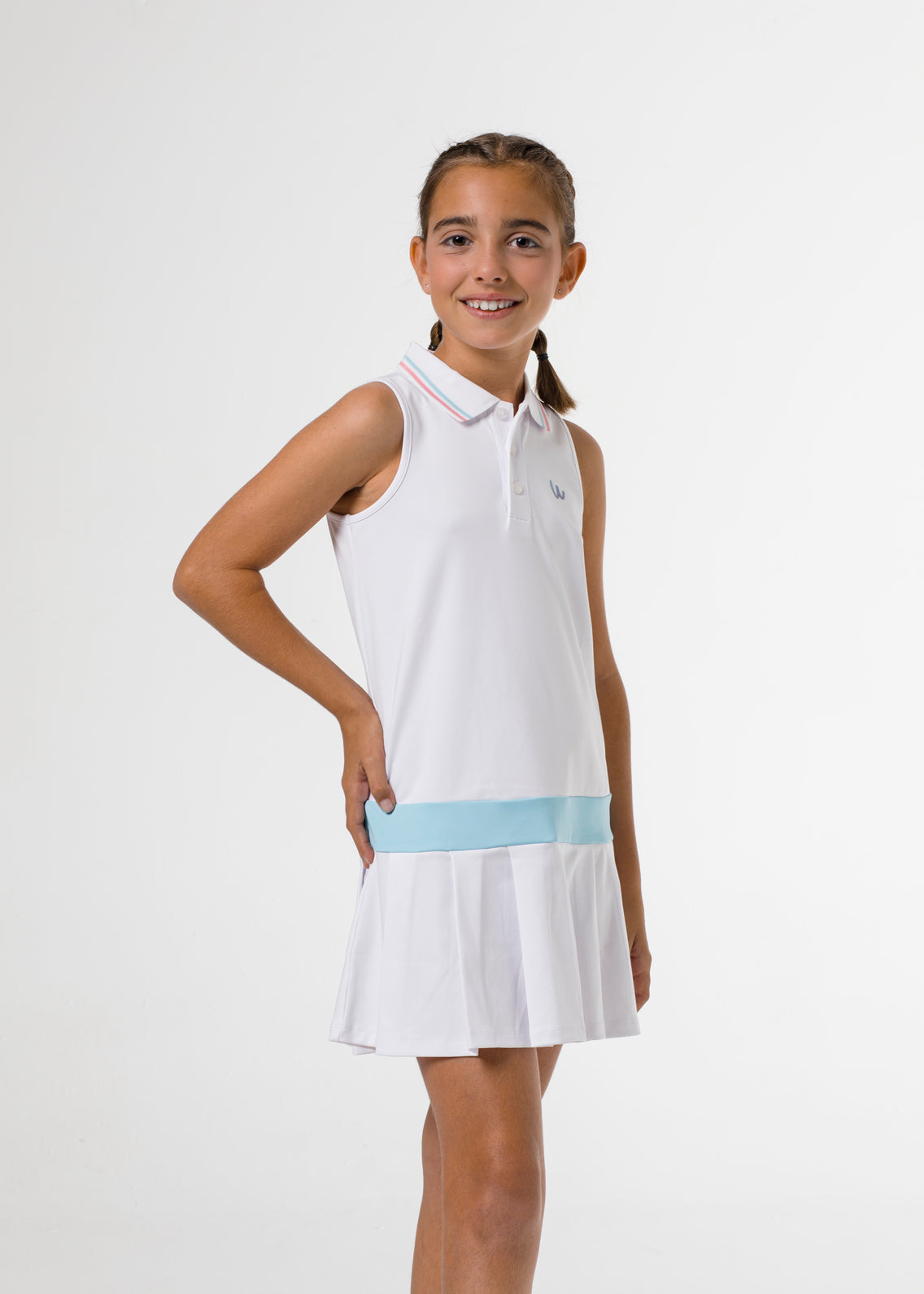 White sleeveless golf dress for girls